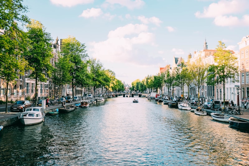 Amsterdam canals Netherlands bridges night